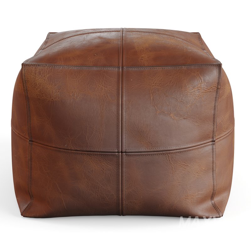 Vintage Leather Pouf - Image 6