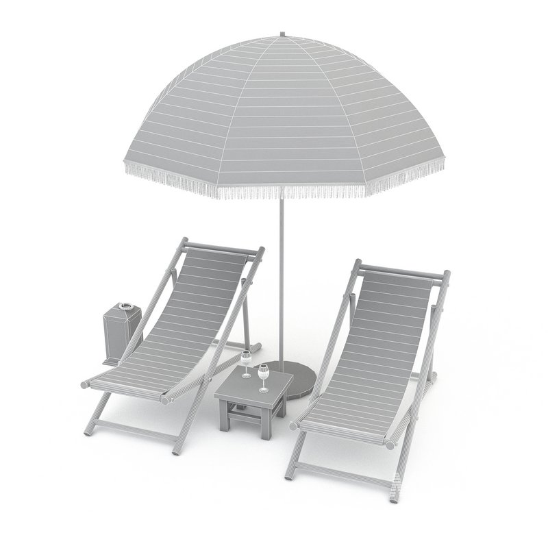 3D bohemian sunbed and umbrella model - Image 5