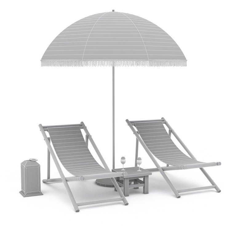 3D bohemian sunbed and umbrella model - Image 6