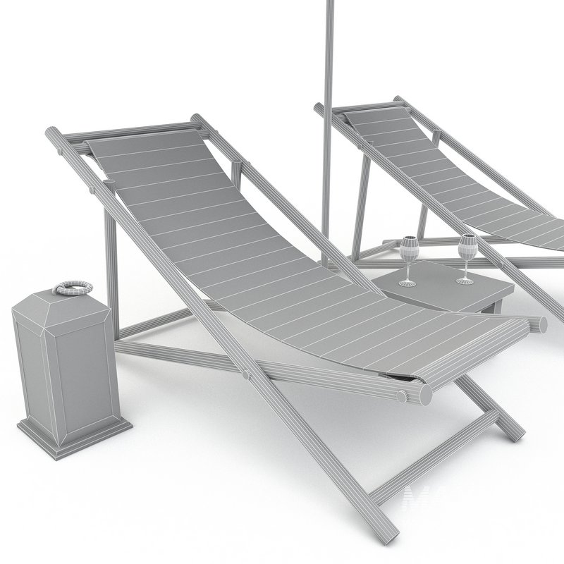 3D bohemian sunbed and umbrella model - Image 7