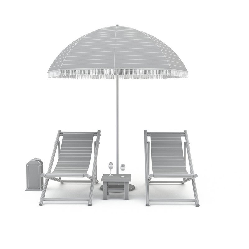 3D bohemian sunbed and umbrella model - Image 9