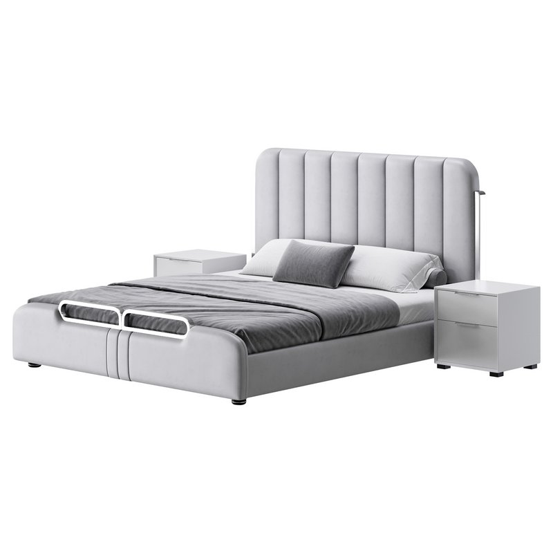 Upholstered Headboard Bed Frame Modern Panel Bed I - Image 6