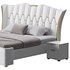 Modern Off-White Upholstered Tufted King Bed - Thumbnail 5