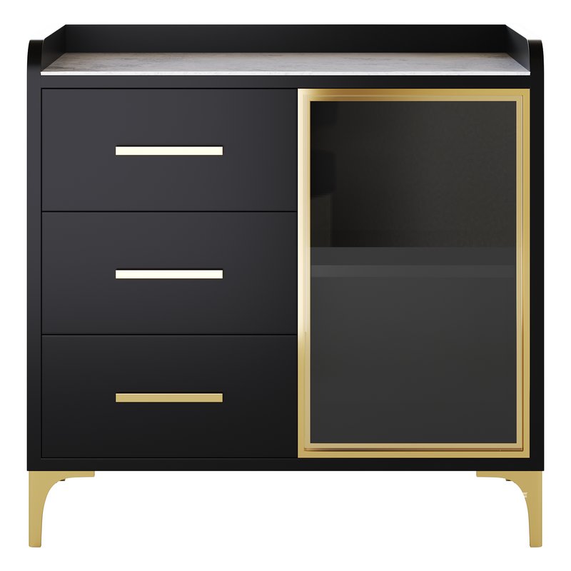 Modern Glass Door Wood Sideboard 2 - Image 6