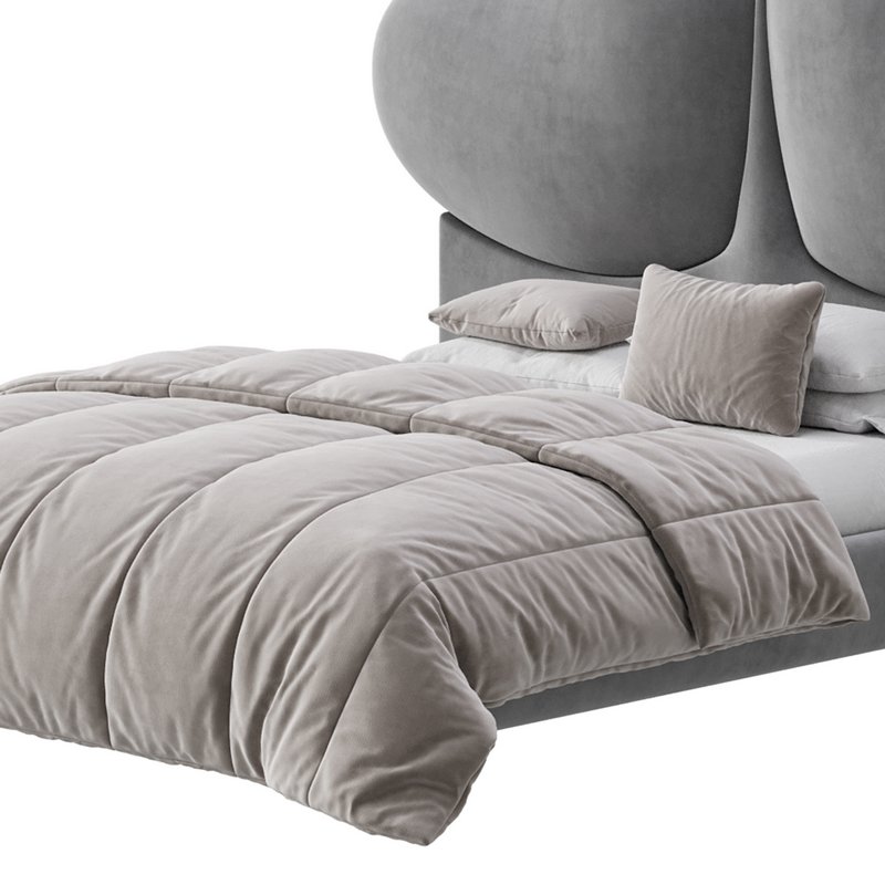 Elegant Blue Pine Wood Upholstered Panel Bed - Image 4