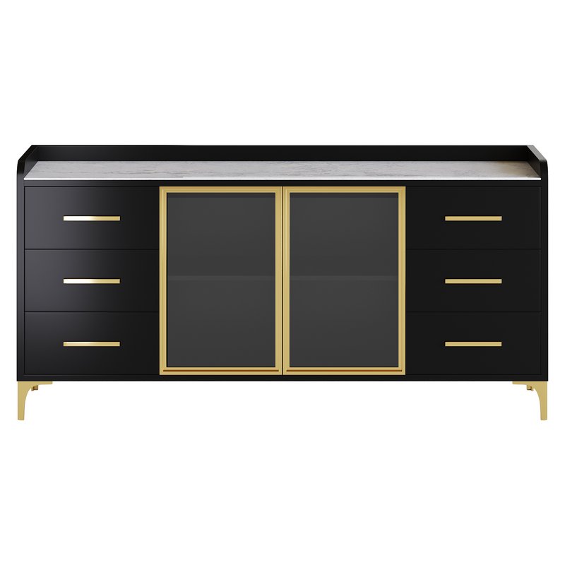 Modern Glass Door Wood Sideboard 2 - Image 6