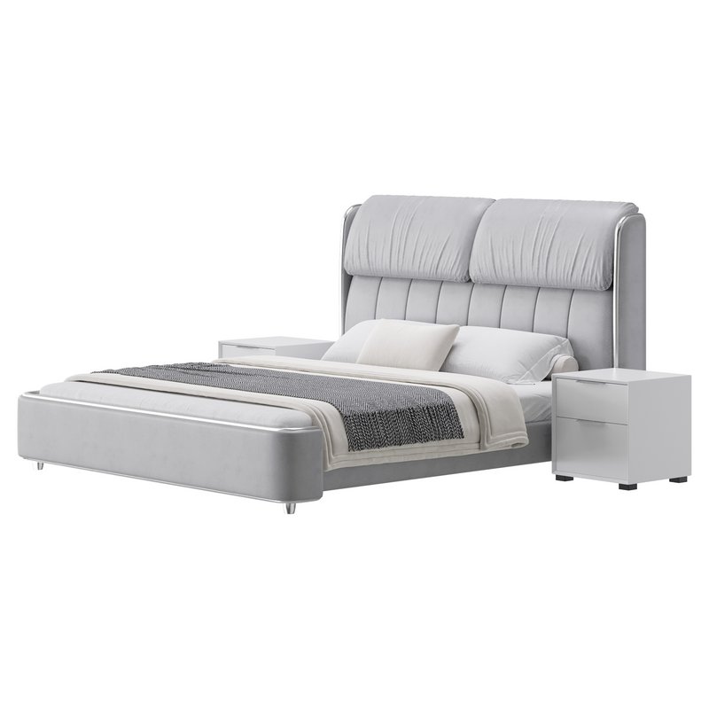 Elegant White Pine Wood Panel Bed - Image 6