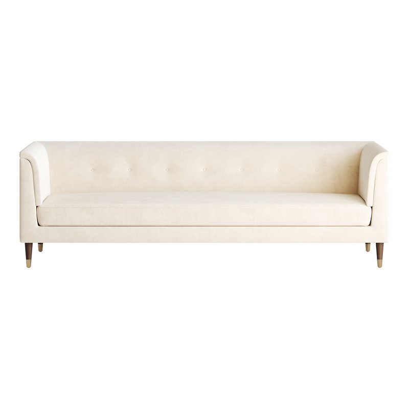 TUFTED CREAM WHITE VELVET SOFA - Image 6