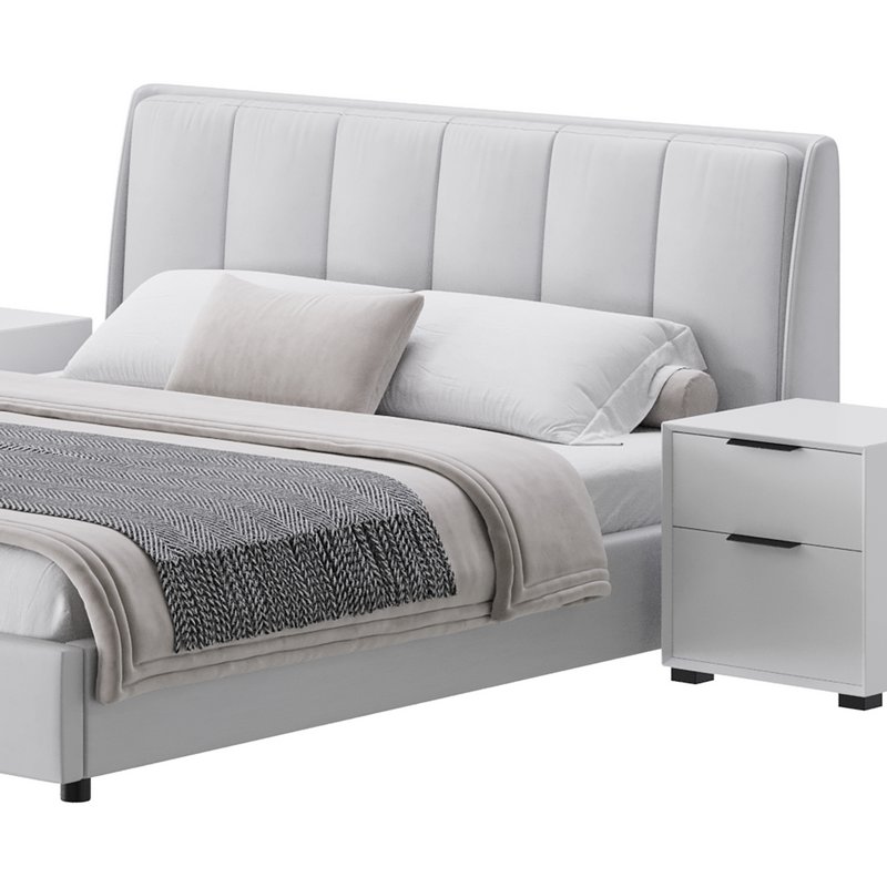 Gray Wingback Upholstered Headboard Bed - Image 4