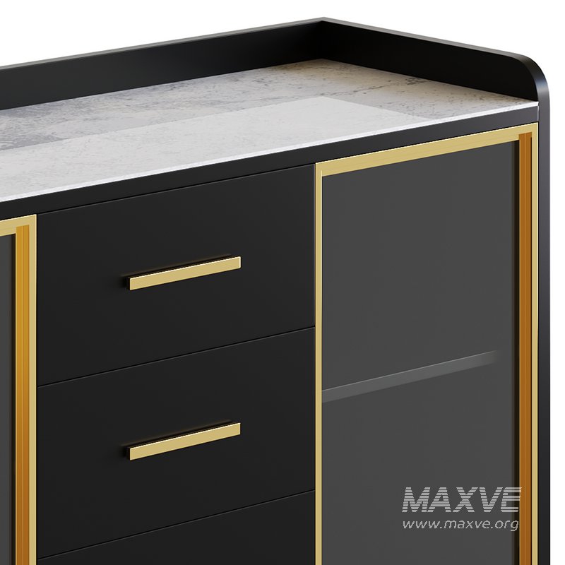 Modern Glass Door Wood Sideboard 3 - Image 5