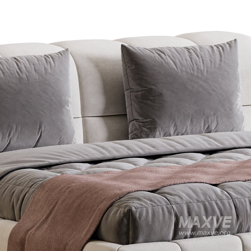 White Upholstered Wood Modern Headboard Bed - Image 5