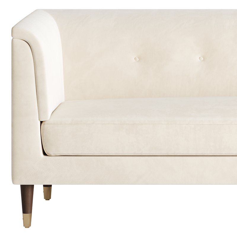 TUFTED CREAM WHITE VELVET SOFA - Image 7