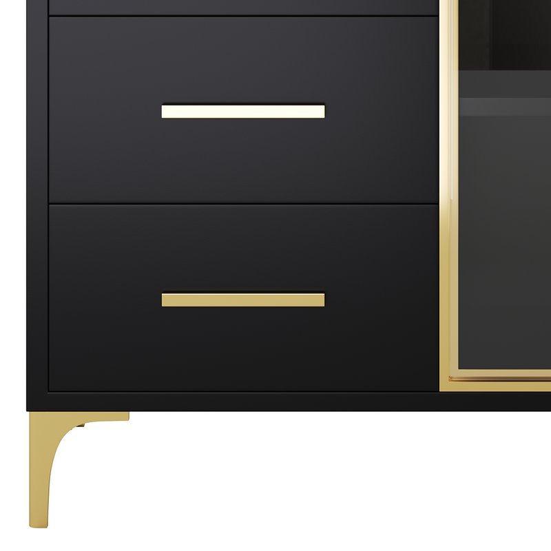 Modern Glass Door Wood Sideboard 2 - Image 7