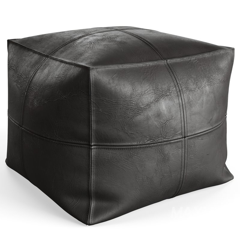 Vintage Leather Pouf - Image 3