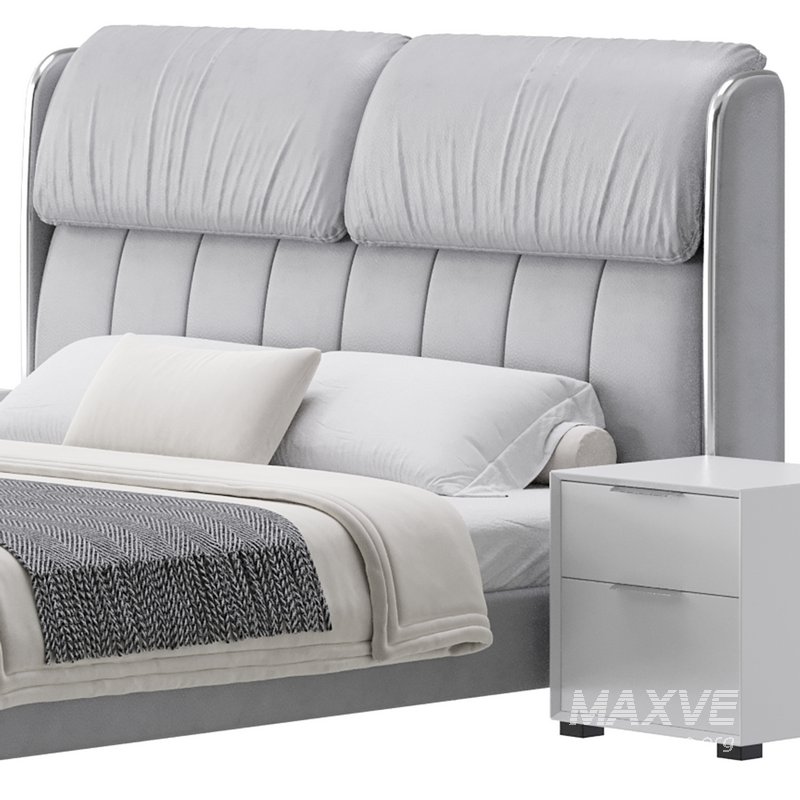 Elegant White Pine Wood Panel Bed - Image 7