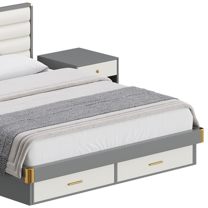 Grey Rectangular Headboard Standard Bed - Image 6