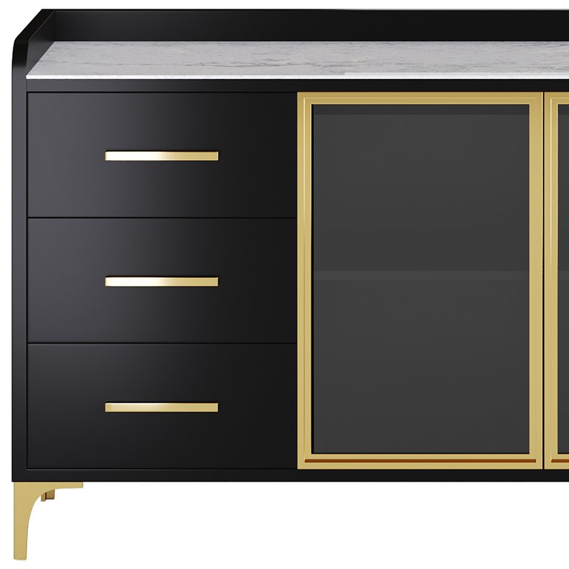 Modern Glass Door Wood Sideboard 2 - Image 9