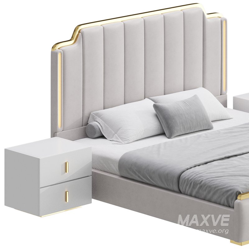 Glam Beige Upholstered Bed - Image 7