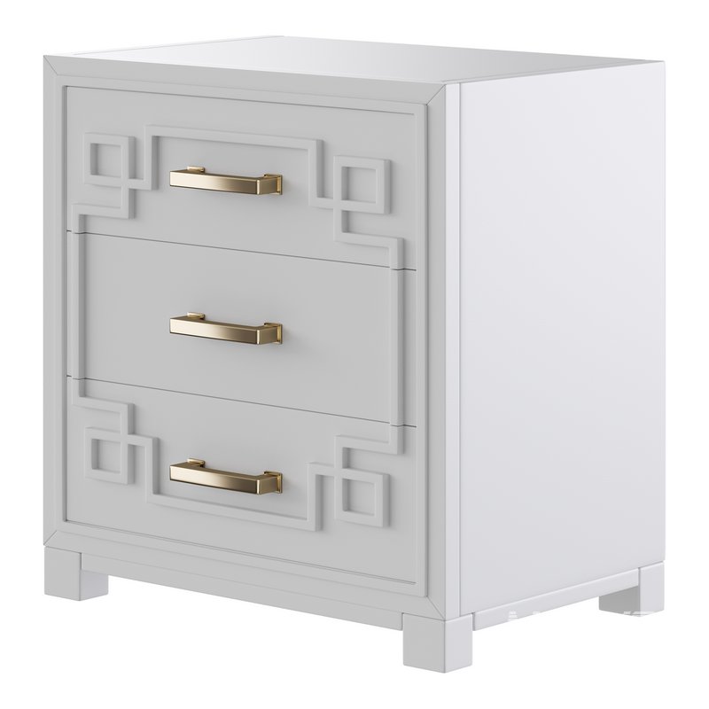 SAFAVIEH Raina Three Drawer Greek Key Night Stand Black - Image 8