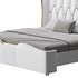 Modern Off-White Upholstered Tufted King Bed - Thumbnail 7