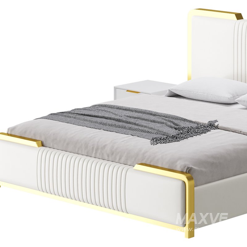 Glamorous White Wood Upholstered Bed I - Image 9