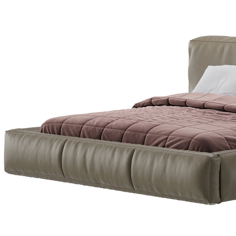 Icnoyotl suede fabric rectangular headboard modern bed I - Image 6