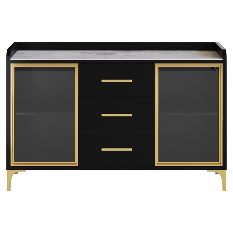 Modern Glass Door Wood Sideboard 3 - Image 7