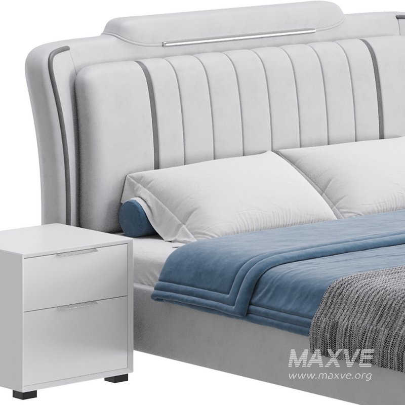 Queen Size Upholstered Headboard Bed - Image 6