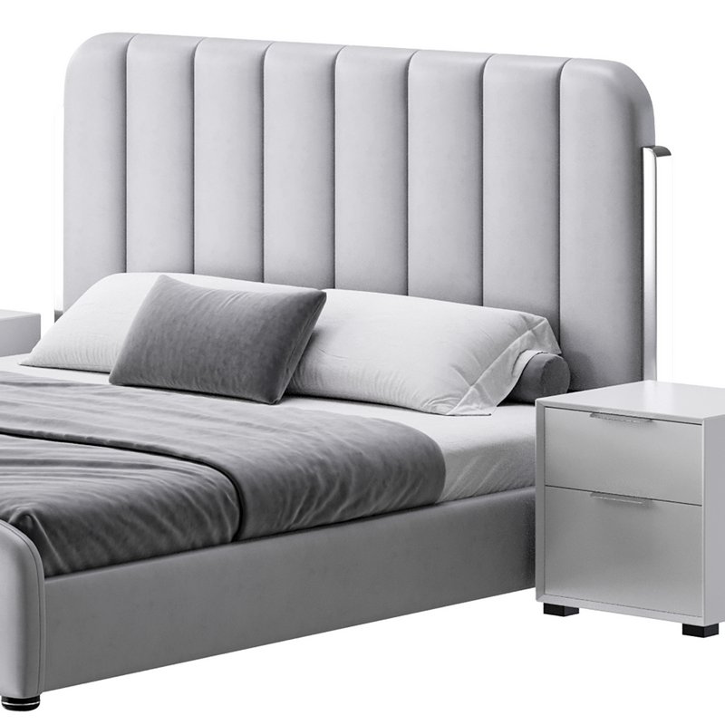Upholstered Headboard Bed Frame Modern Panel Bed I - Image 9