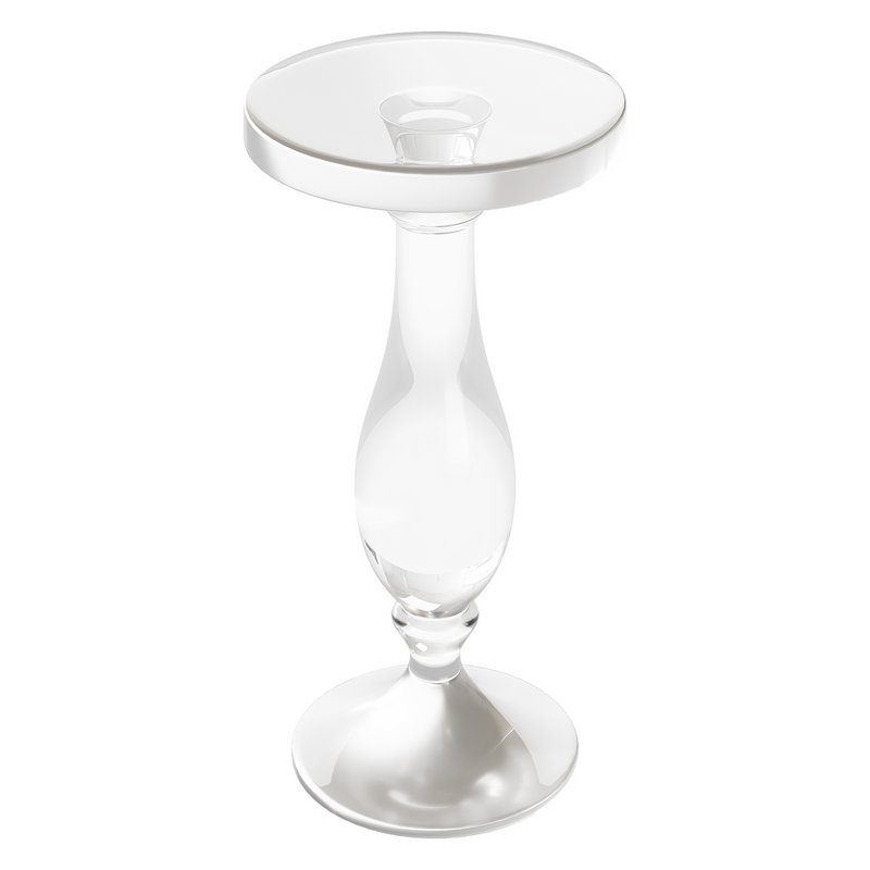 Modern Acrylic Clear Round End Table with Pedestal - Image 6