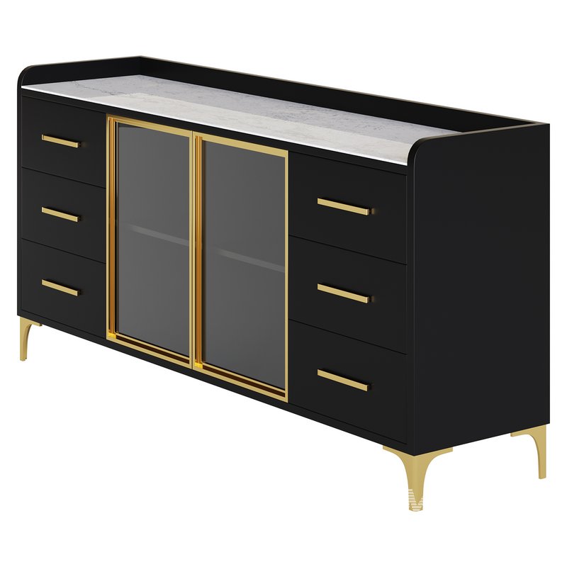 Modern Glass Door Wood Sideboard 2 - Image 7