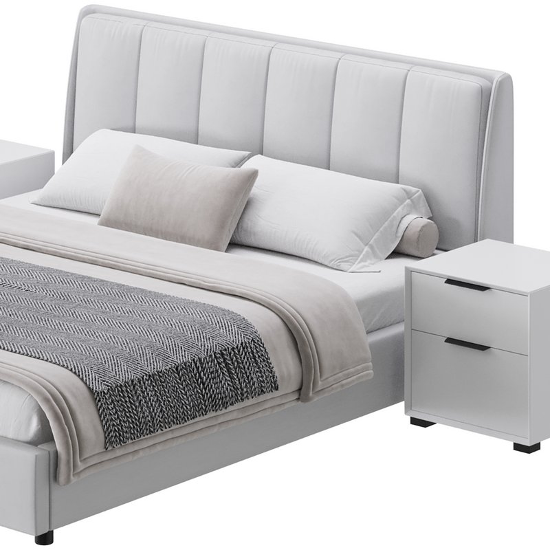 Gray Wingback Upholstered Headboard Bed - Image 8
