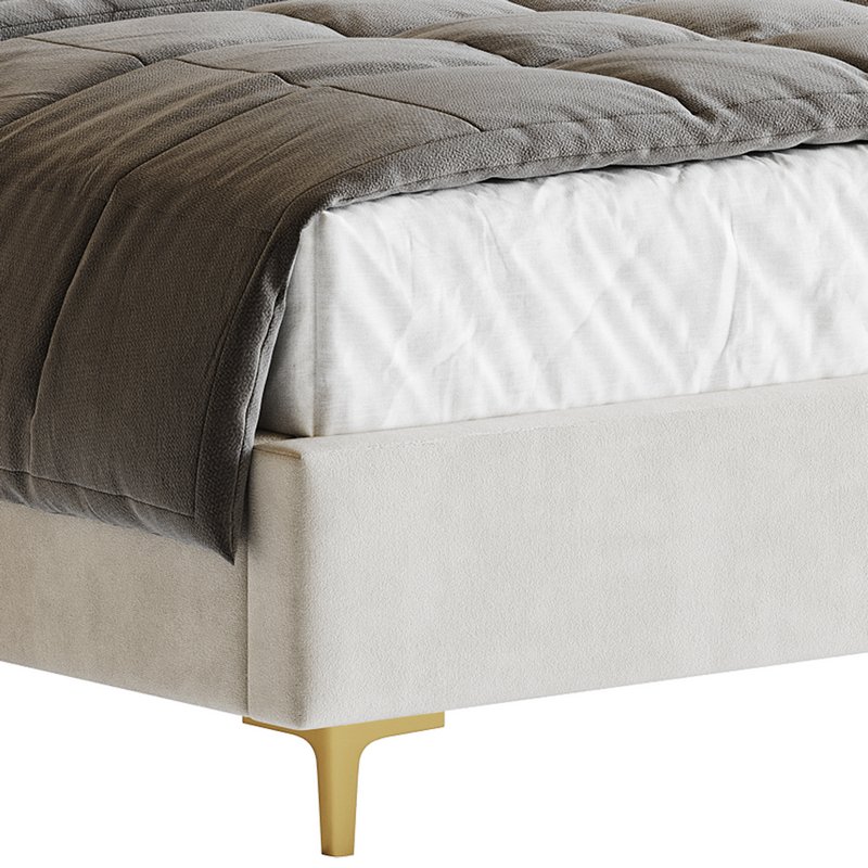 White Faux Leather Upholstered Modern Bed - Image 8