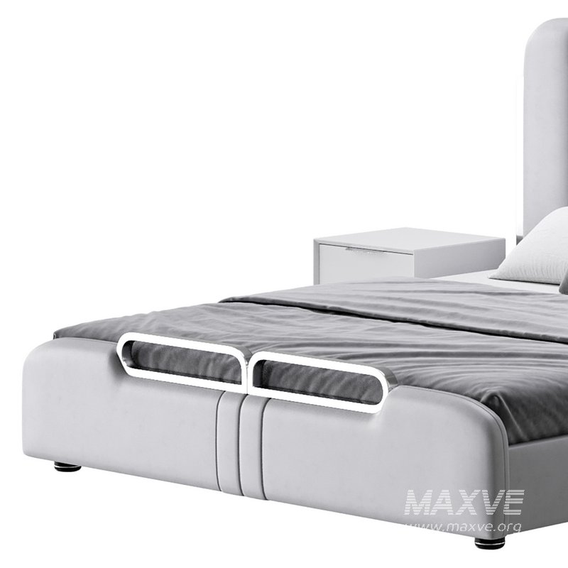 Upholstered Headboard Bed Frame Modern Panel Bed I - Image 7