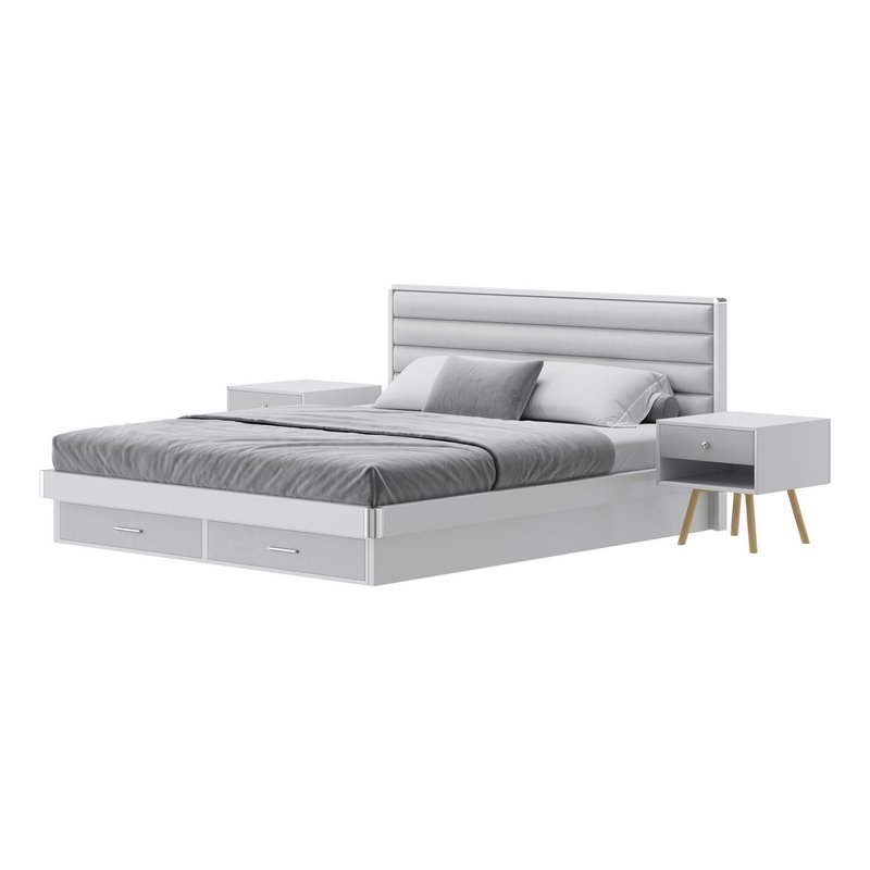 Grey Rectangular Headboard Standard Bed - Image 7