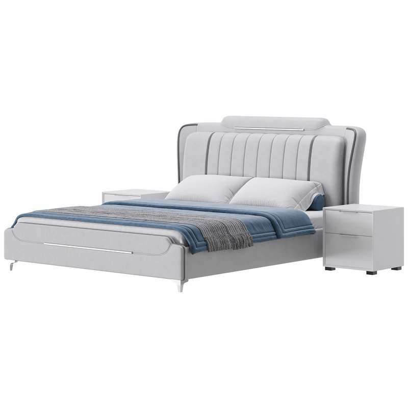 Queen Size Upholstered Headboard Bed - Image 8