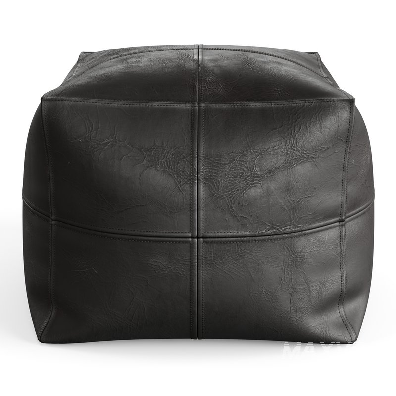 Vintage Leather Pouf - Image 5