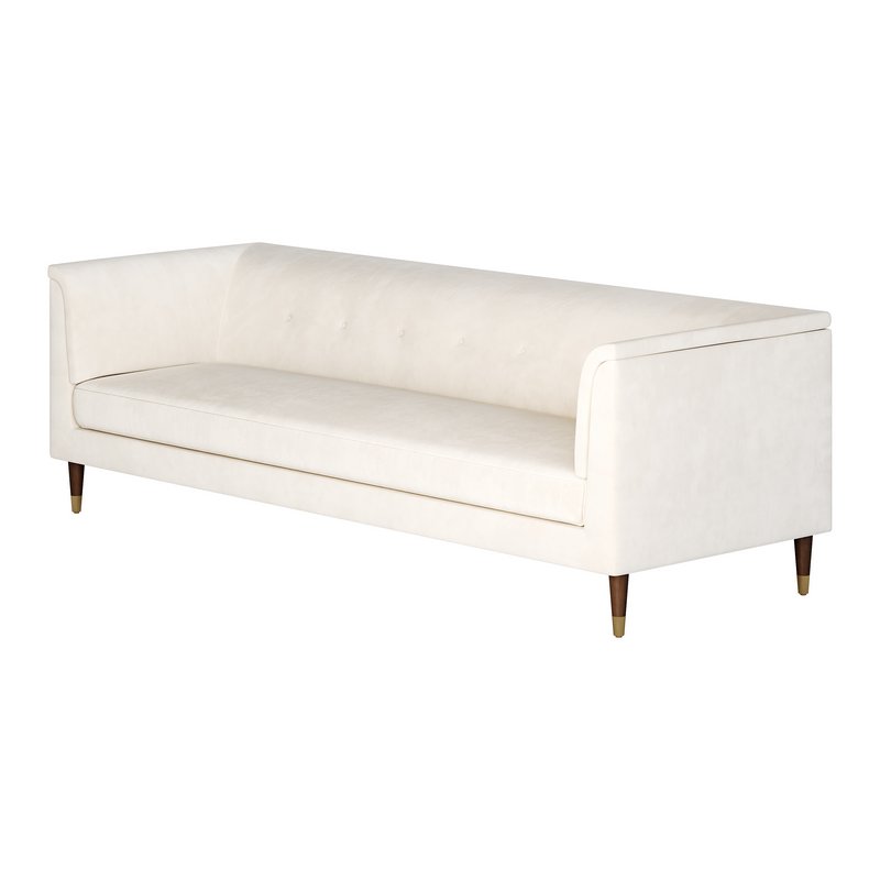 TUFTED CREAM WHITE VELVET SOFA - Image 8