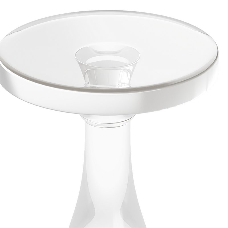 Modern Acrylic Clear Round End Table with Pedestal - Image 8