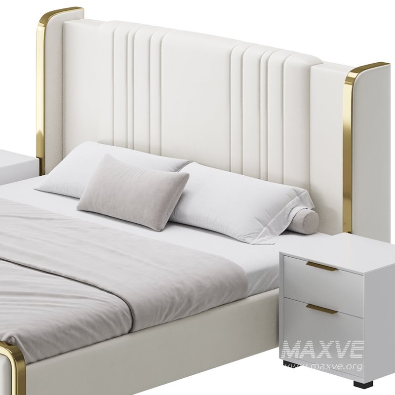 Glamorous White Upholstered Wingback Bed I - Image 9