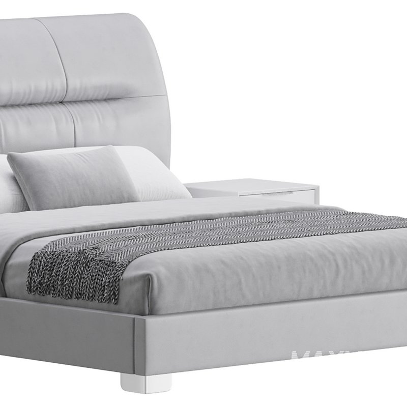 Elegant Beige Upholstered Modern Headboard Bed - Image 10