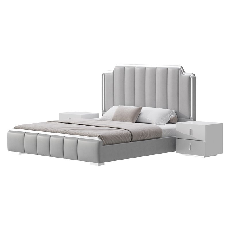 Glam Beige Upholstered Bed - Image 9