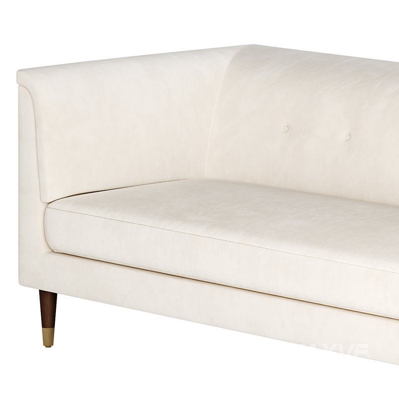 TUFTED CREAM WHITE VELVET SOFA - Image 9
