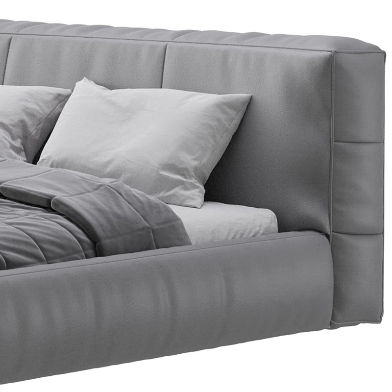 Icnoyotl suede fabric rectangular headboard modern bed I - Image 9
