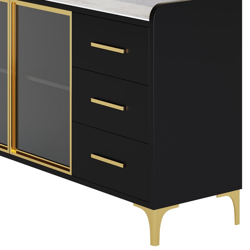 Modern Glass Door Wood Sideboard 2 - Image 8