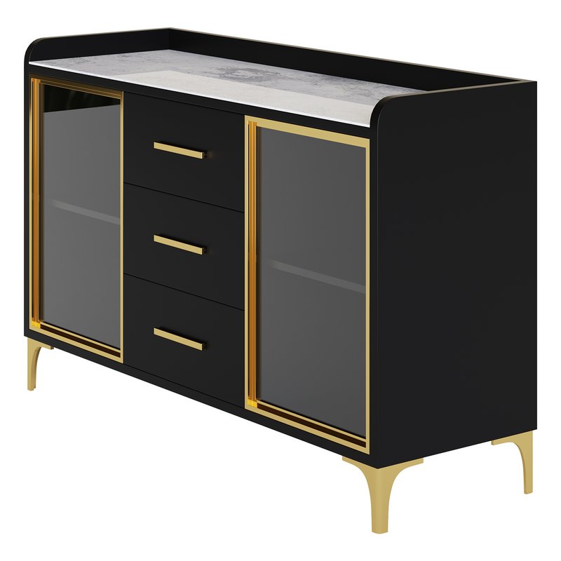 Modern Glass Door Wood Sideboard 3 - Image 10