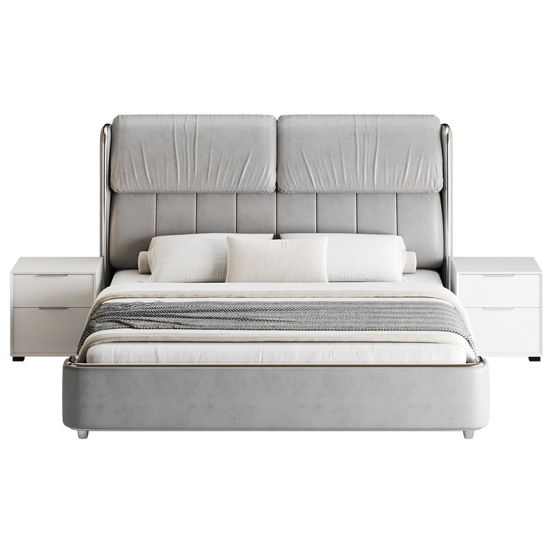 Elegant White Pine Wood Panel Bed - Image 9