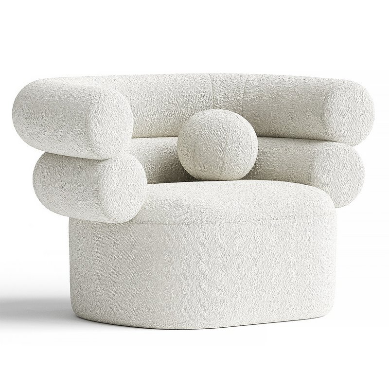 Loopo TUBE BEIGE BOUCLE ARMCHAIR - Image 1
