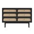 Maren Olive Green and Cane Wood 6-Drawer Dresser - Thumbnail 2