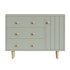 Finn Wide Sage Green Wood 3-Drawer Kids Dresser with Door - Thumbnail 1